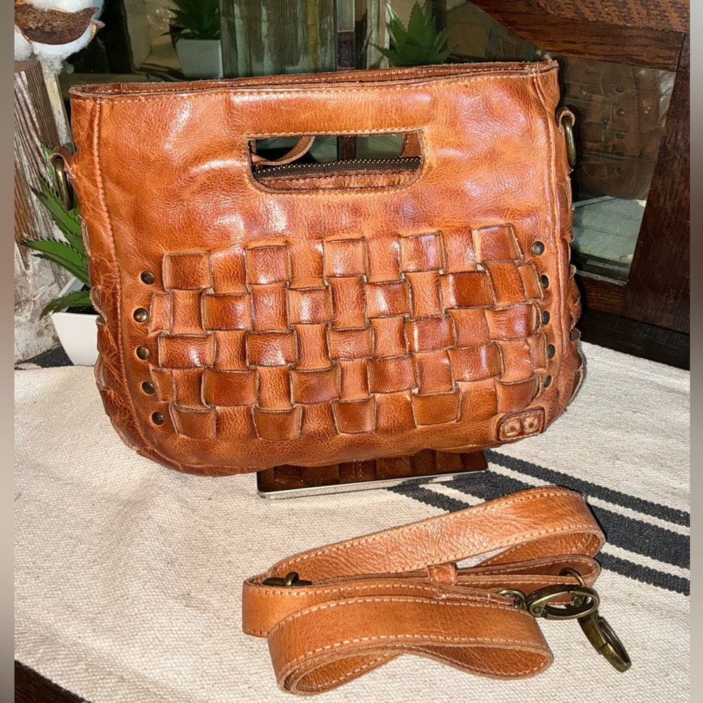 Bed Stu Keiki Woven Leather Handbag - Tan
